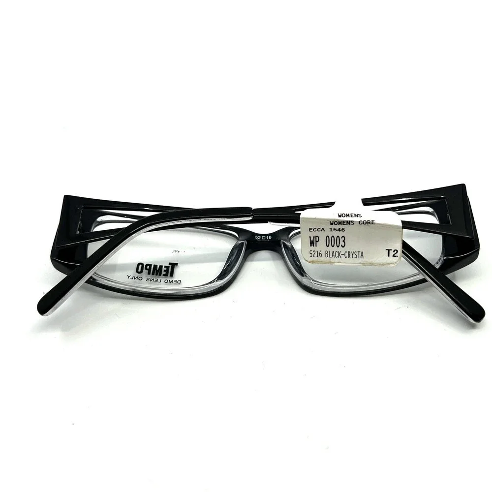Tempo WP 0003 Eyeglasses Black Crystal Rectangular Full Rim Frames 52[]16 140